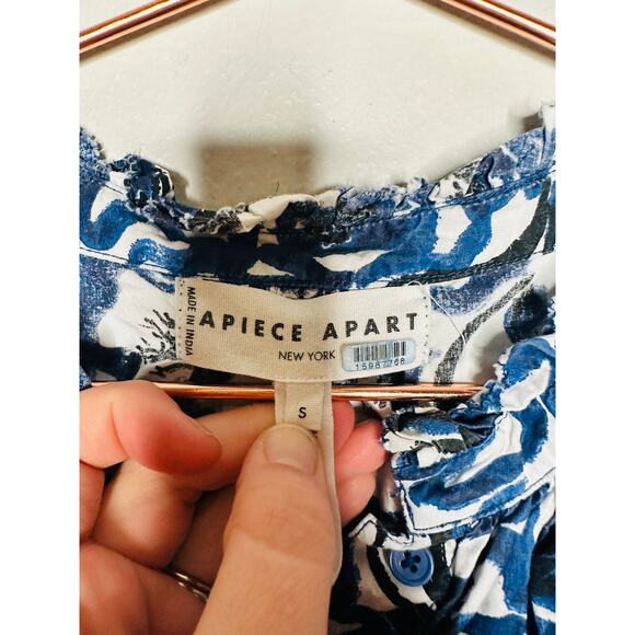 APIECE APART Blue White Floral Cotton Las Alturas Mini Dress Size Small - Picture 6 of 9